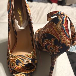 J. Jill Paisley Heels in Blue and Yellow
